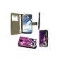 SAMSUNG GALAXY NOTE 3 III N9000 N9005 VARIOUS DESIGN PU LEATHER CASE + FREE STYLUS (Case with Portfolio) - Cover / Wallet Style Leather (PURPLE BUTTERFLY ON BOOK) (Electronics)