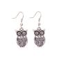 Yazilind Jewelry Tibetan Silver antique trellis wire ear hook owl motif earrings (Jewelry)