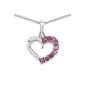 SchmuckMart - Necklace - Silver 925/1000 - Heart Pendant with Ruby - 45cm (Jewelry)