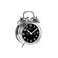 KIENZLE mechanical alarm clock double bell alarm clock manually wound in silver, black dial V50197217310 (household goods)