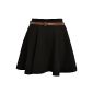 Marnie Women Plain Belted Flared pleated skirts jersey Skater Mini Skirt (Textiles)