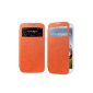 Swees® S Case Cover View Flip Cover with window and + Screen Protector for Samsung Galaxy S4 PEN IV S i9500 - Orange (Electronics)