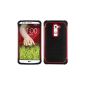 kwmobile® Hybrid Case for LG G2 in Black Red. TPU inner Case, Hard Case framing!  Ideal for outdoor use and modern.  (Electronics)