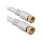 1aTTack SAT Cable Antenna cable white F-plug to F-plug (gold plated) double shielded (Al foil screening + braid) 85db plug undKupplung 100% shielded with shielding sheet 2.5m 2.5m white (Electronics)