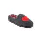 Ladies slippers slippers slippers made of warming fleece, gray / red (Textiles)