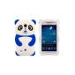 kwmobile® TPU Silicone Case with Panda Design for Samsung Galaxy S4 Mini i9190 / i9195 in Blue - Stylish Designer Case of high quality soft TPU (Wireless Phone Accessory)