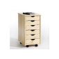 Drawer pedestal / storage 6 drawers on wheels natural varnish