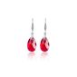 GoSparking Ruby Red Swarovski Elements Crystal 925 sterling silver pear shaped earrings with Austrian Crystal for women (Jewelry)