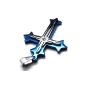 Konov Cross Necklace Pendant Jewelry Men - Chain 65 cm (Length Selectable) - Flame - Stainless Steel - Men - Blue Silver Color - With Gift Bag - F18351 (Jewelry)