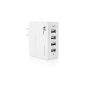 amzdeal® 30W 5V / 6A (MAX) wall charger with 4 USB ports, USB Chargers Multi Port Sector, universal portable charger, WHITE plug charger adapter (EU plug) (Electronics)