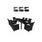 Garden room 8 + 1 Wicker Black - Black 8 chairs - Black Table 190 x 90 x 75 cm - VARIOUS COLORS
