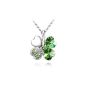 Woman Crystal Four Leaf Clover Necklace Lucky Crystal and Chain chain - GREEN (Jewelry)