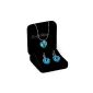 Silberschmuckset with original Swarovski Elements Heart Pendant, blue, 14 mm, with jewel case, ideal as a gift for wife or girlfriend (jewelry)