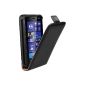 Ultra Slim Leather Case Cover Black Nokia Lumia 620 - Flip Case Cover + 2 Screen Protector (Electronics)