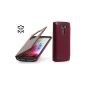 StilGut® Book Type Case V2, Leather Case for LG G3 with a window for Quick Circle, burgundy (Electronics)