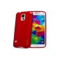 Juppa® Samsung Galaxy S5 TPU Gel Silicone Case with Screen Protector Film (Red / Red) (Electronics)