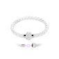 Taffstyle® Jewelry Ladies PU Leather Bracelet Simple leather strap bracelet braided cord with magnetic closure and Strass Swarovski Elements ball with clear crystals - White (jewelry)