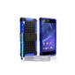 Yousave Accessories Case Sony Xperia Z2 Case Black / Blue Silicone Gel Hard Combo Case Cover With Pen Stand (Accessory)