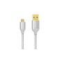 Anker 0.9 m with nylon braided tangle safe Micro USB cable with gold-plated plugs for Android, Samsung, HTC, Nokia, Sony and Other (Silver)