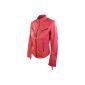 Ladies 100% Real Leather Jacket Vintage Biker Style Red Transparent Soft leather (textiles)