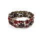 Victorian flexible bangle with crystals and floral decoration in red (bronze color) (Jewelry)