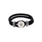 Morella ladies Click button bracelet leather black braided (jewelry)