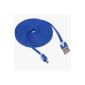 Flat cable in Navy (2 meters) data cable Charging cable function for Micro USB devices (Samsung Galaxy S2 S3 S4, HTC One, X, S, V, Xperia Z, U, J, T, E, etc.) (Electronics)