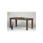 Dining table ,, Rio Bonito ,, 160x80cm, pine solid wood, oiled and waxed, brown table color cognac, Optional: matching benches and extension leaves