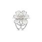 PlaqušŠ Fashion Silver Rings 3 classic scarf Shape Camellia Flower Ring Ivory with šŠmail Glaze Leaves Clips polished beads šŠcharpe for women (Jewelry)