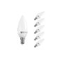 LE 4W C37 E14 LED lamps replace 35W incandescent, 340lm, warm white, 2700K, 220 ° viewing angle, LED bulbs, LED candle lamps, chandeliers, LED candle lights, LED lamps, 5-pack