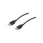 Cable with USB A male and USB A male 1.80m in Black (Electronics)