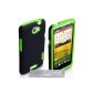 Yousave Accessories Pack Silicone Case + Screen Protector for HTC One X Green / Black (Accessory)