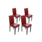 4x dining chair armchair Littau ~ leather, dark red legs