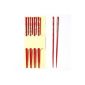 Qiyun pack of 5 pairs Chinese Double Happiness wedding hot red wooden chopsticks (kitchen)