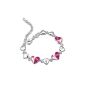 MARENJA Crystal Ladies Bracelet with heart pendant white gold plated crystal red and purple 16 + 4cm adjustable (jewelry)