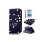 Phone Case daisy pattern Bottom Series PU Leather Wallet Protective Case with Screen Protector for Samsung Galaxy S3 mini incl. Stylus pen dark blue (accessory)