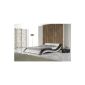 Upholstered bed, imitation leather bed 140x200 cm R0WB black and white made of synthetic leather