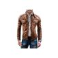 LIBLAND men's jacket made of faux leather sweat jacket Zipper Sweatshirt 3395 (Textiles)