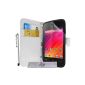 White Case Cover Luxury Wallet Wiko Ozzy and 3 + PEN FILM OFFERED !!  (Electronic devices)