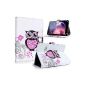 Odys Junior Table 8 Pro Tablet sleeve / Smart Cover / case included stand function and elegant designer imprint.  Beautifully crafted and truly eye-catching design: Owl with pink belly (Electronics)