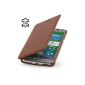 StilGut® Book Type Case without clip, leather case for Samsung Galaxy Alpha, cognac (Electronics)