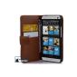 Cadorabo ®!  Premium leather case book style for HTC ONE MINI M4 in brown (Electronics)