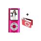 MP4 Player Portable - 16GB Memory Card - PINK - MP3 AMV Video, FM radio, e-books, voice recorder, built-in speaker, expandable to 16 GB through microSD - Memory Cards and Mini Clip MP3 Player BERTRONIC ®