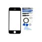 APPLE IPHONE 5 5S 5C EXTERNAL WINDOW SCREEN WITH BLACK KIT REPLACEMENT PARTS WITH 12: 1 GLASS REPLACEMENT FOR APPLE IPHONE 5 5S 5C / 1 PINCETTE / 1 ROLL TAPE DOUBLE-SIDED 2 MM / TOOL KIT 1/1 CLOTH MICROFIBRE CLEANING / WIRE.  (Electronic devices)