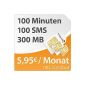 DeutschlandSIM SMART 300 [SIM, Micro SIM and nano-SIM] terminated (300MB monthly data Flat with max. 7.2 Mbit / s, 100 free minutes, 100 free SMS, 5,95 euro / month, 15ct consequence minutes Price ) O2 network (optional)