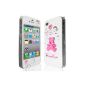 JAMMYLIZARD | Protective Cover for iPhone 4 4S, protects screen included (WHITE, PINK Pooh) (Accessory)