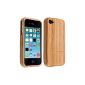 kwmobile® natural state Bamboo Case for the Apple iPhone 4 / 4S in light color (Wireless Phone Accessory)