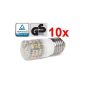 10-pack E27 48 LED with protective glass [ASTEK X11] (280lm - Warm White - 48 SMD LED - 360 ° viewing angle - E27 - 230V AC - 3W as 25W - Ø31 × 76mm - 10 pcs.)