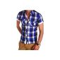 MT Styles short-sleeved plaid shirt Slim Fit BH-499 (Textiles)