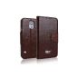 Pdncase Samsung Galaxy S5 Shell Case Cover Genuine Leather Wallet Case for Samsung Galaxy S5 - Brown (Electronics)